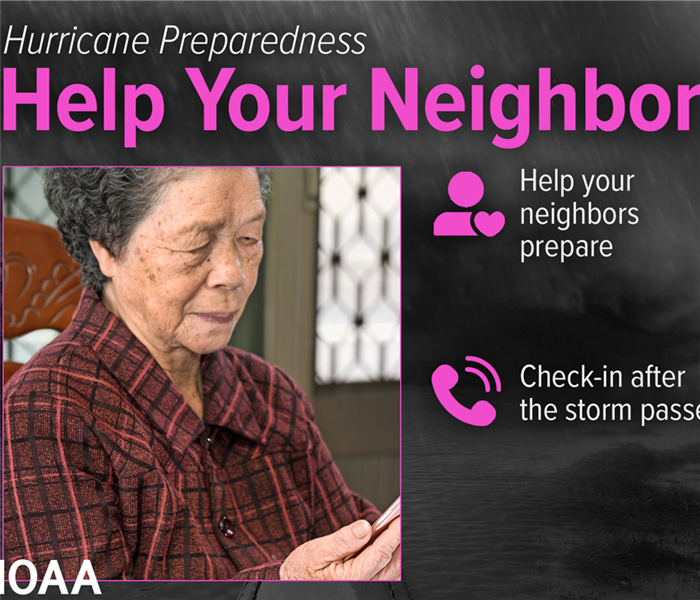 Hurricane preparedness graphic, help your neighbor